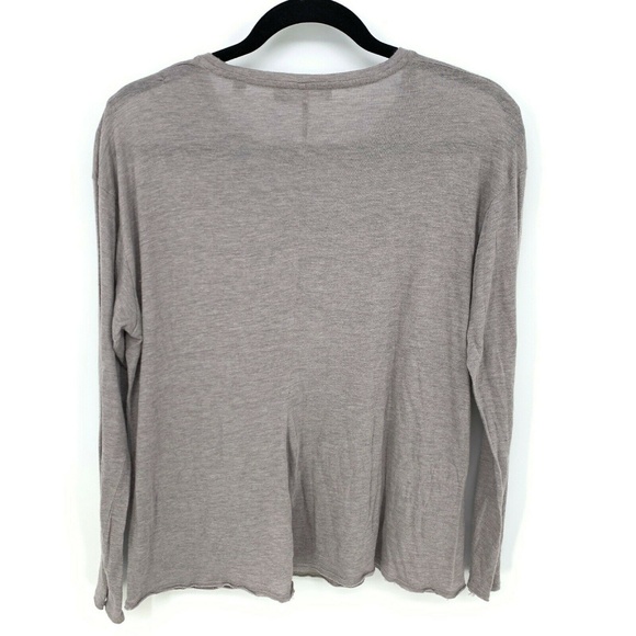 Vince Brown Long Sleeve Solid Pullover T Shirt Top - Picture 2 of 5